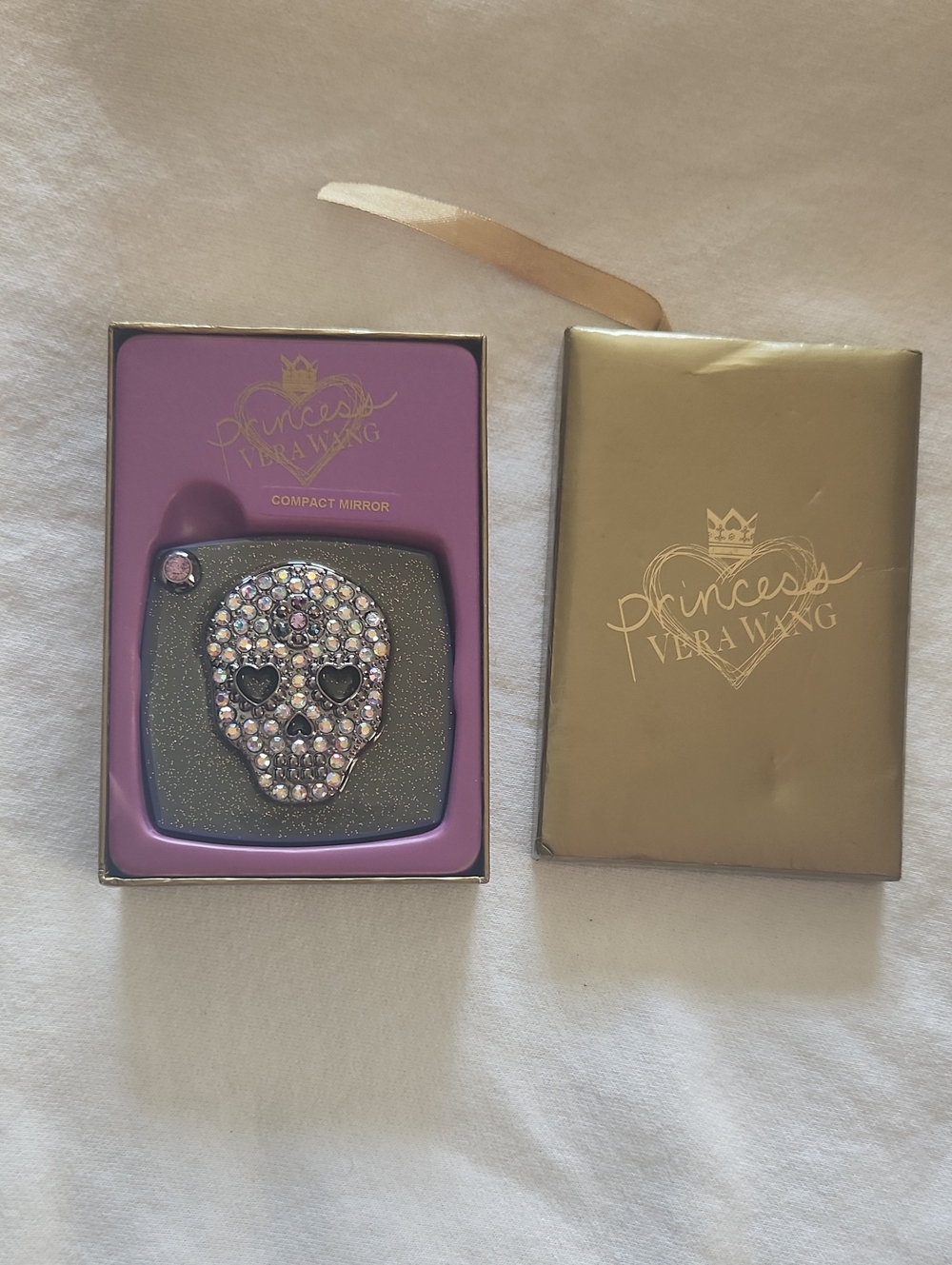 Princess Vera Wang Glitter Skull Compact Mirror Retired Collector Item